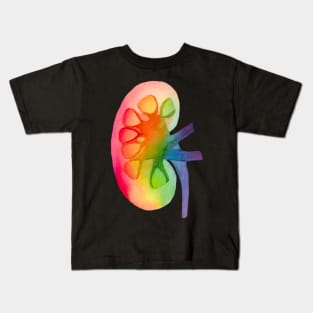 Watercolor Rainbow Kidney (dark) Kids T-Shirt